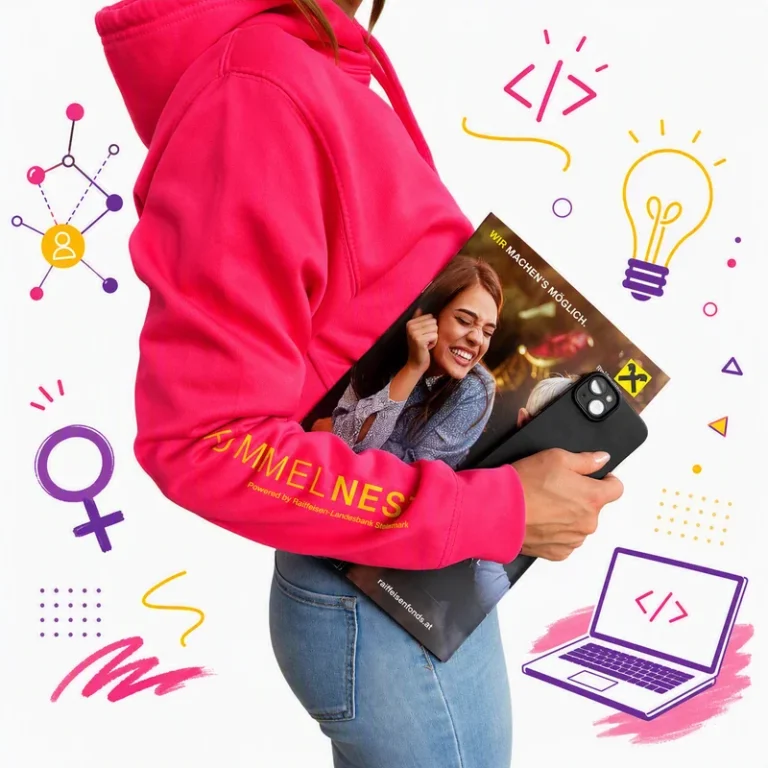 Teilnehmerin mit Laptop beim Hackathon